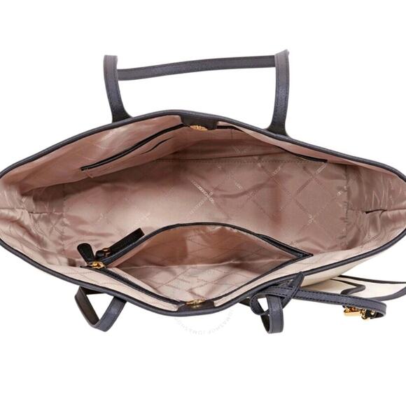 Michael Kors Large Eva Tote Bag Nylon Light Sand Black - Picture 5 of 6